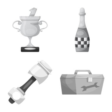 Araba ve ralli işareti yalıtılmış nesne. Araba ve yarış hisse senedi vektör çizim seti.