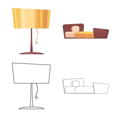 Mobilya ve daire işareti vektör tasarımı. Mobilya ve ev hisse senedi simgesi web için set.