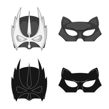 Kahraman ve maske simge vektör tasarımı. Web için kahraman ve süper kahraman hisse senedi simgesi kümesi.