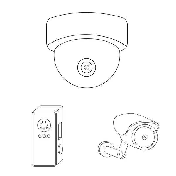 Vektor-Design von cctv und Kamera-Zeichen. Set von cctv und System Stock Vector Illustration. — Stockvektor