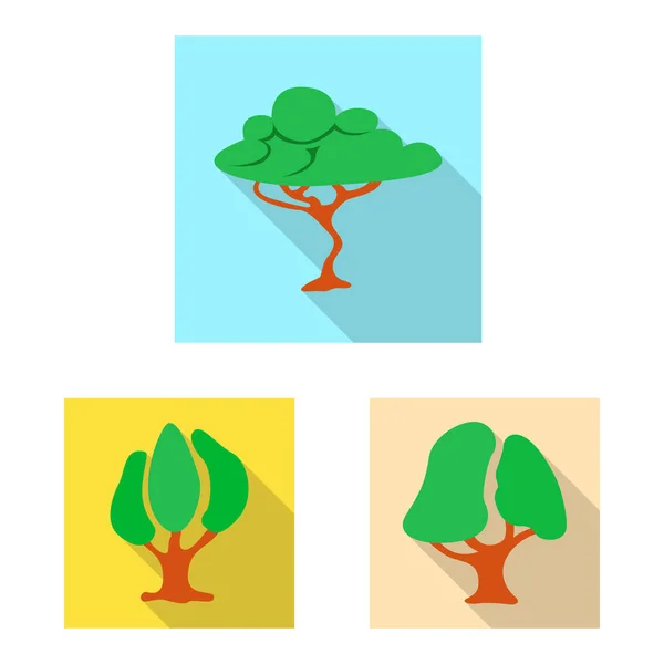 Objet isolé de l'arbre et logo de la nature. Collection d'illustrations vectorielles d'arbres et de cimes . — Image vectorielle