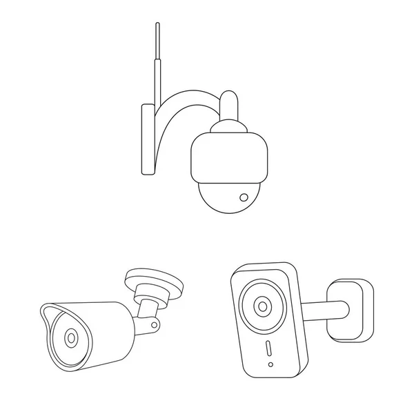 Ilustración vectorial de cctv y logotipo de la cámara. Colección de cctv y vector de sistema icono para stock . — Vector de stock