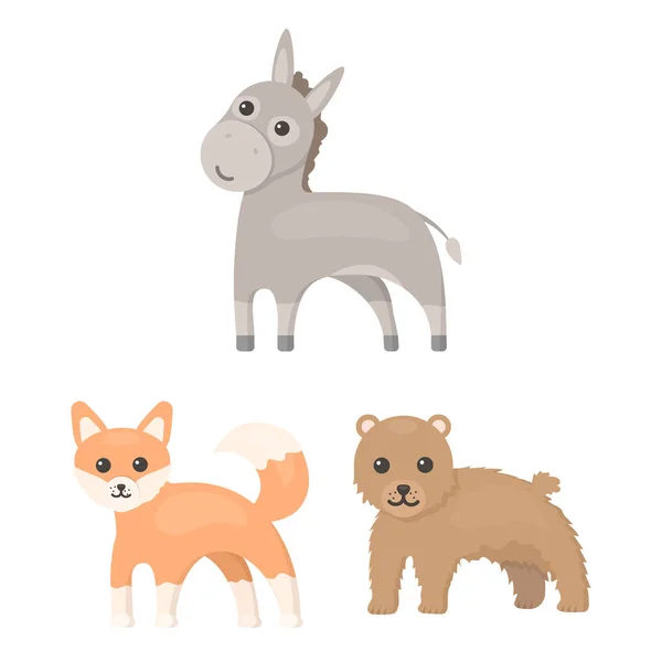 Iconos de dibujos animados de animales poco realistas en la colección de conjuntos para el diseño. Animales de juguete vector símbolo stock web ilustración . — Vector de stock