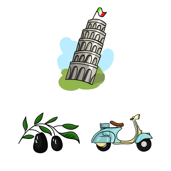 Country Italy icone dei cartoni animati in collezione set per il design. Italia e simbolo vettoriale simbolo stock web illustrazione . — Vettoriale Stock