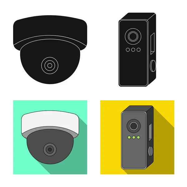 Diseño vectorial de cctv y símbolo de la cámara. Colección de cctv y sistema de stock símbolo para web . — Archivo Imágenes Vectoriales