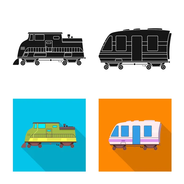 Objet isolé du logo du train et de la gare. Collection d'illustrations vectorielles de stock de trains et de billets . — Image vectorielle