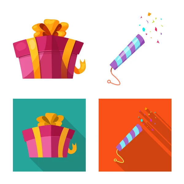 Vector illustration of party and birthday symbol. Collection of party and celebration stock symbol for web. — Stock Vector