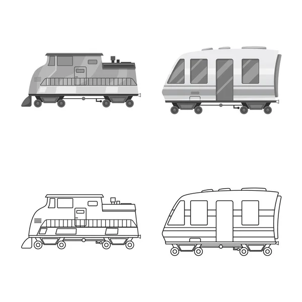 Projeto vetorial do logotipo do trem e da estação. Conjunto de ilustração do vetor de estoque de trem e bilhete . — Vetor de Stock