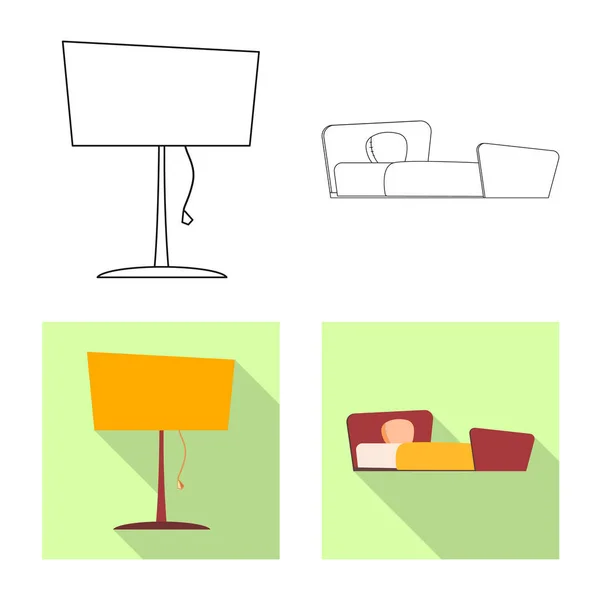Vektorové ilustrace ikony nábytku a byt. Kolekce nábytku a domácí akcií vektorové ilustrace. — Stockový vektor