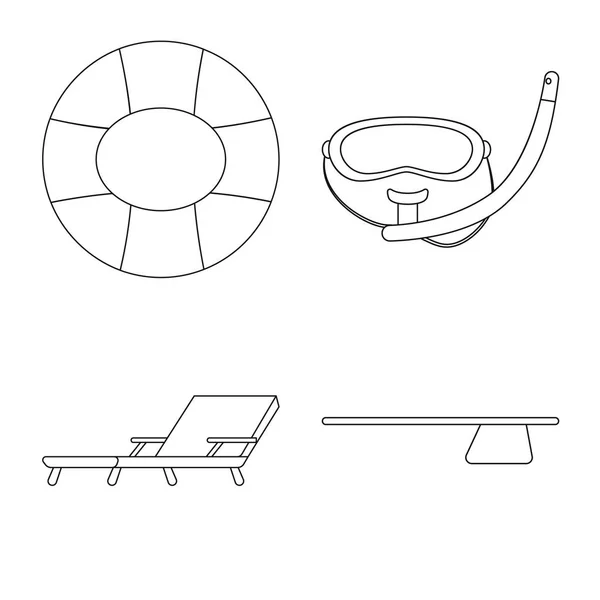 Illustration vectorielle du logo piscine et baignade. Collection de la piscine et de l'activité stock symbole pour le web . — Image vectorielle