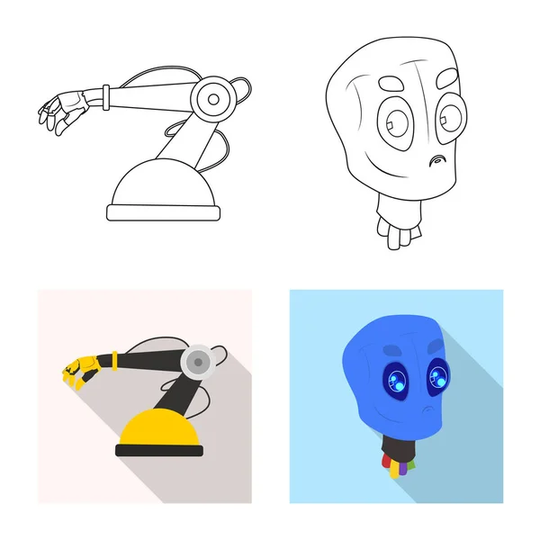 Vektorillustration von Roboter und Fabriklogo. Sammlung von Roboter- und Weltraumvektorsymbolen für Aktien. — Stockvektor