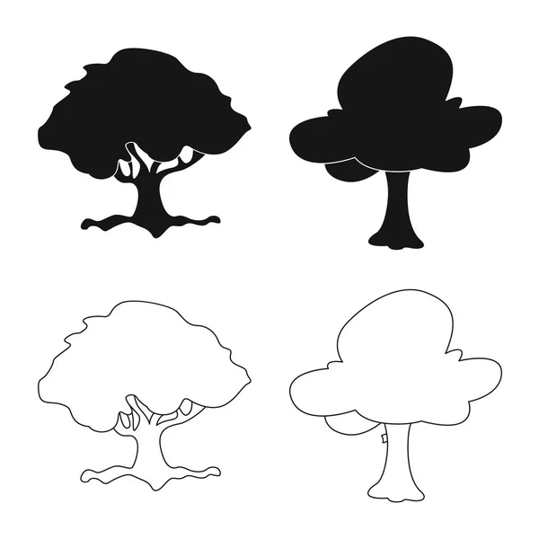 Diseño vectorial de árbol y signo de la naturaleza. Conjunto de árbol y corona vector de stock ilustración . — Archivo Imágenes Vectoriales