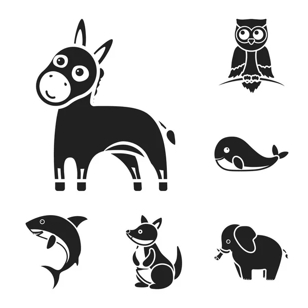 An unrealistic animal black icons in set collection for design. Toy animals vector symbol stock web illustration. — Stock Vector