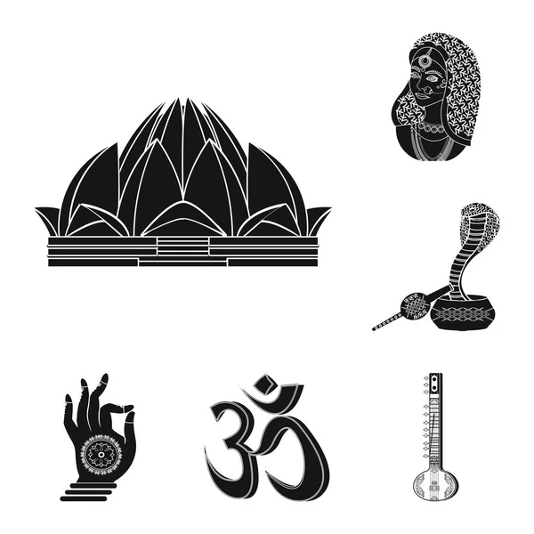 País India Iconos Negros Colección Conjuntos Para Design India Símbolo — Vector de stock