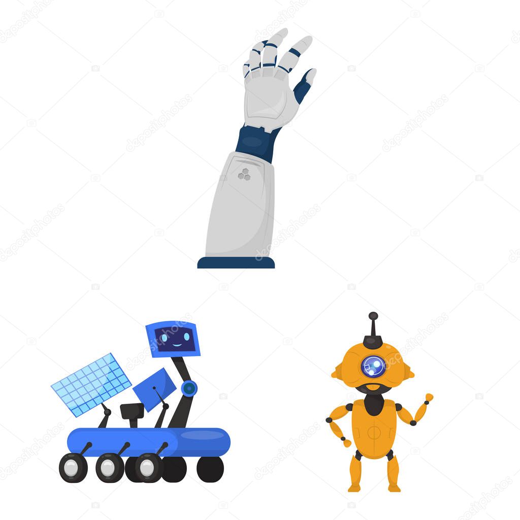 Vector design of robot and factory icon. Set of robot and space stock vector illustration.