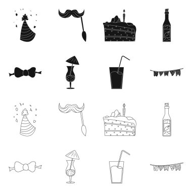 Parti ve Doğum işareti yalıtılmış nesne. Parti ve kutlama hisse senedi vektör çizim seti.