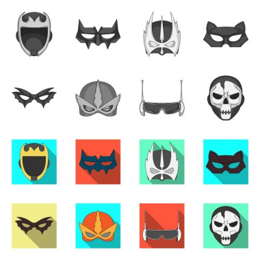 Kahraman ve maske simge vektör tasarımı. Kahraman ve süper kahraman hisse senedi simgesi için web topluluğu.