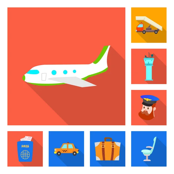 Illustration vectorielle du logo des aéroports et des avions. Collection de l'aéroport et avion stock symbole pour le web . — Image vectorielle