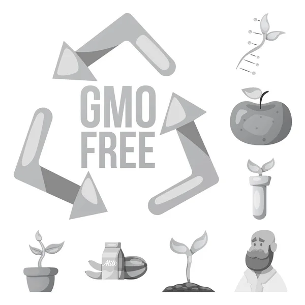 Oggetto isolato di simbolo genetico e vegetale. Raccolta di illustrazioni vettoriali di stock genetici e biotecnologici . — Vettoriale Stock