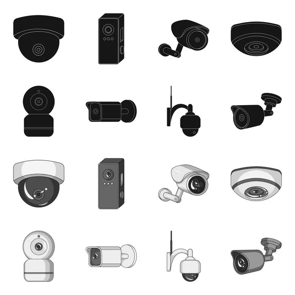 Objeto aislado de cctv y logotipo de la cámara. Colección de cctv y vector de sistema icono para stock . — Archivo Imágenes Vectoriales