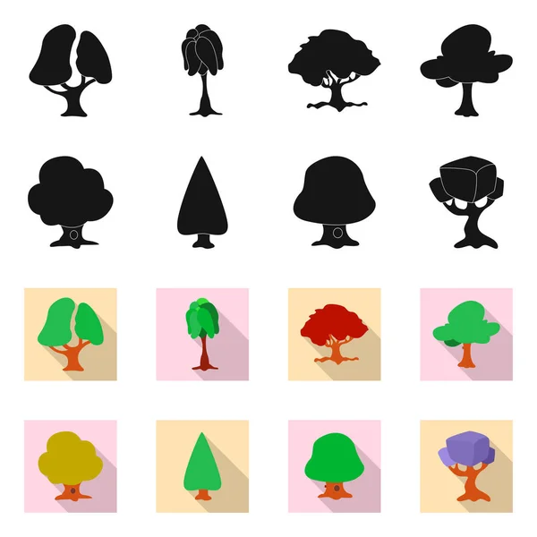 Vektorový design strom a povahy znamení. Sada strom a korunu vektorové ilustrace. — Stockový vektor