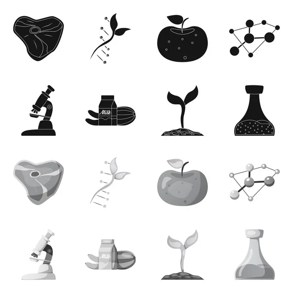 Vektorillustration des genetischen und pflanzlichen Symbols. Satz genetischer und biotechnologischer Aktiensymbole für das Web. — Stockvektor