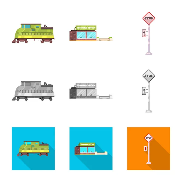 Illustration vectorielle du logo du train et de la gare. Collecte de billets de train et de stock symbole pour le web . — Image vectorielle