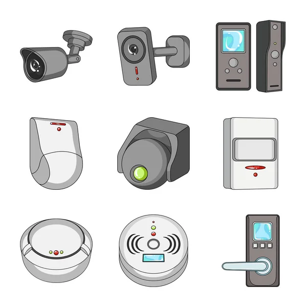 Vector ontwerp van cctv en camera teken. Collectie van cctv en systeem voorraad vectorillustratie. — Stockvector