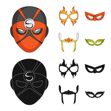 Kahraman ve maske logo vektör Illustration. Kahraman ve süper kahraman hisse senedi vektör çizim seti.