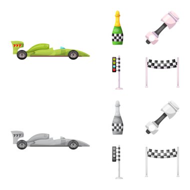 Araba ve ralli sembolü yalıtılmış nesne. Araba ve yarış hisse senedi vektör çizim seti.