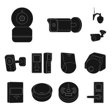 Cctv ve kamera logo vektör tasarımı. Web için cctv ve sistem hisse senedi simgesi kümesi.