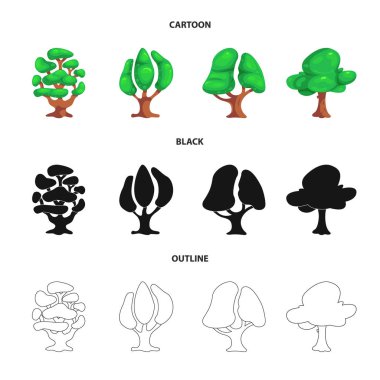 Ağaç ve doğa işareti vektör Illustration. Hisse senedi için ağaç ve taç vektör simge kümesi.