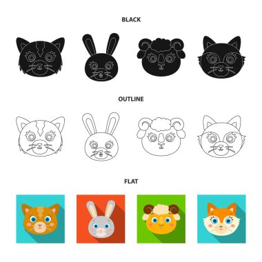 Kedi, tavşan, tilki, koyun. Hayvan s namlu toplama simgeler karikatür tarzı vektör simge stok çizim web içinde ayarla..