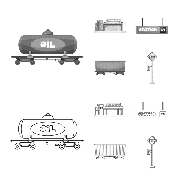 Vektor design och tågstation symbol. Samling av tåg och biljett aktiesymbol för webben. — Stock vektor