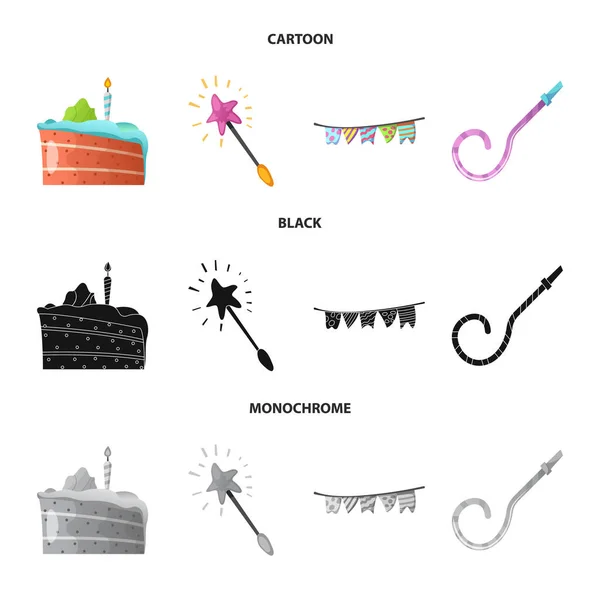 Ізольований об'єкт вечірки та ікони дня народження. Набір вечірок і урочистостей Векторні ілюстрації . — стоковий вектор