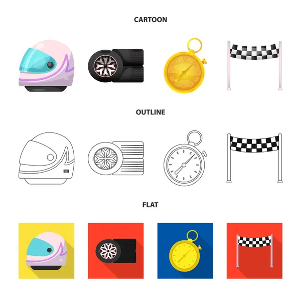 Εικονογράφηση διάνυσμα σύμβολο αυτοκινήτου και το Ράλλυ. Σύνολο αυτοκίνητο και τη φυλή σύμβολο μετοχής για το web. — Διανυσματικό Αρχείο