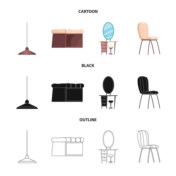 Vektor design av möbler och lägenhet symbol. Uppsättning av möbler och hem vektor ikon för lager. — Stock vektor