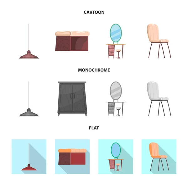Vektor design av möbler och lägenhet symbol. Samling av möbler och hem lager vektorillustration. — Stock vektor