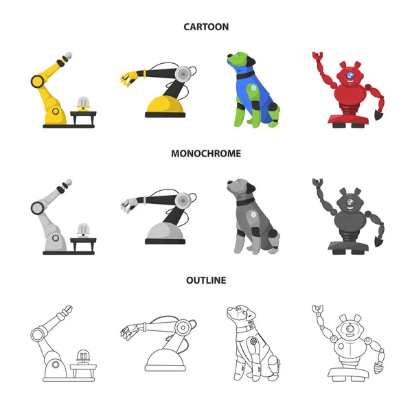 Απομονωμένο αντικείμενο του ρομπότ και εργοστάσιο σύμβολο. Σύνολο των εικονίδιο διάνυσμα ρομπότ και χώρο για το απόθεμα. — Διανυσματικό Αρχείο