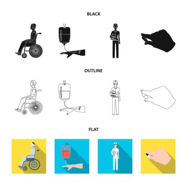 Travma, kan nakli, Doktor, bir doktorun elinde ilaç ile geçersiz. Karikatür tarzı vektör simge stok çizim web Medicineset koleksiyon simgeler.