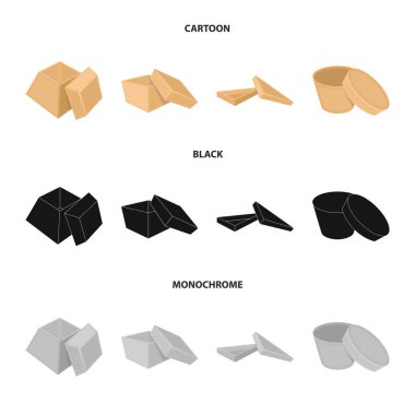 Dava, kabuk, çerçeve ve diğer web simgesi çizgi film, siyah, tek renkli tarzı. Kutusu, konteyner, paket, küme koleksiyon simgeler.