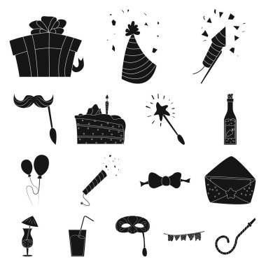 Parti ve Doğum işareti yalıtılmış nesne. Hisse senedi için kutlama ve parti vektör simge kümesi.