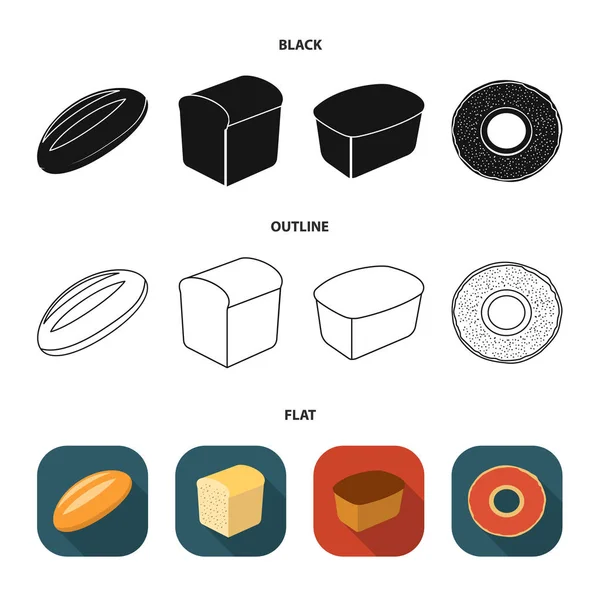 Порез, бублик, прямоугольная темнота, половина буханки. Иконки коллекции хлеба в стиле мультфильма векторные символы фондовые иллюстрации веб . — стоковый вектор