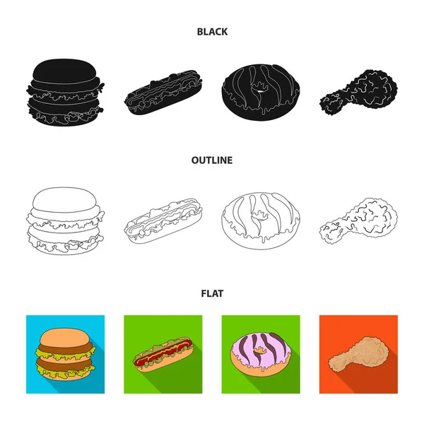 快速, 食物, 膳食, 以及其他卡通风格的网页图标。汉堡包, 面包, 面粉, 集合中的图标. — 图库矢量图片