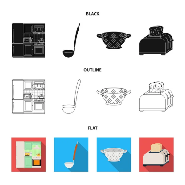 Equipo de cocina iconos de dibujos animados en la colección de conjuntos para el diseño. Cocina y accesorios vector símbolo stock web ilustración . — Vector de stock