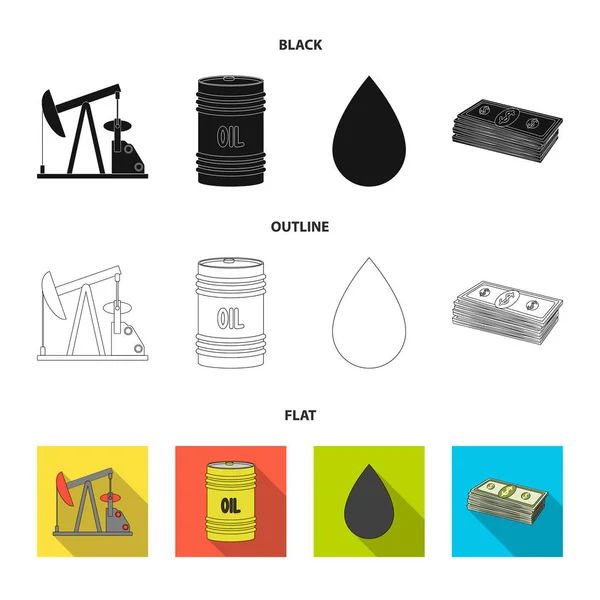 Pumpe, Barrel, Tropfen, Petrodollars. Öl Set Sammlung Symbole im Cartoon-Stil Vektor Symbol Stock Illustration Web. — Stockvektor