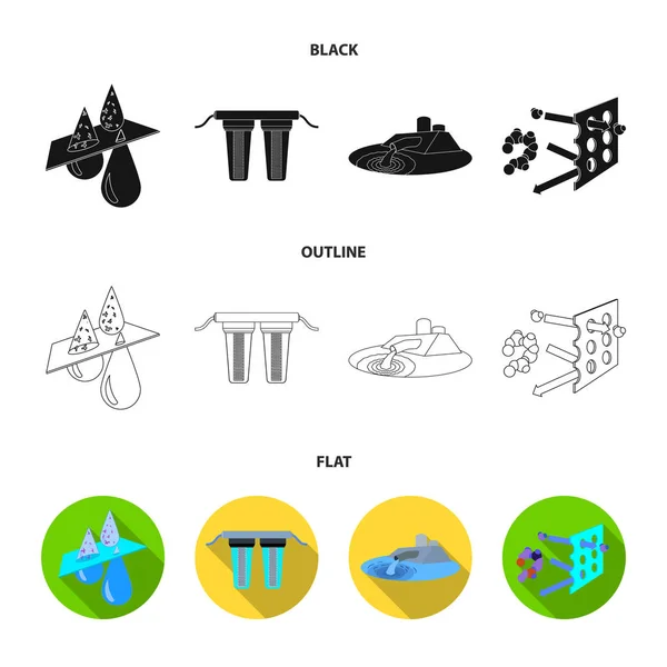 Filtro, filtrazione, natura, eco, bio. Sistema di filtrazione dell'acqua set icone di raccolta in stile cartone animato vettore simbolo stock illustrazione web . — Vettoriale Stock
