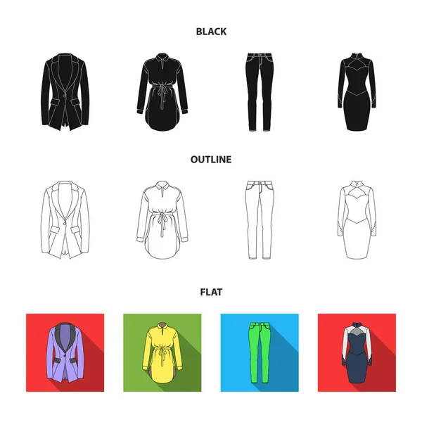 Vrouwen s kleding cartoon pictogrammen in set collectie voor design. Variëteiten van de kleding en accessoires symbool voorraad web vectorillustratie. — Stockvector
