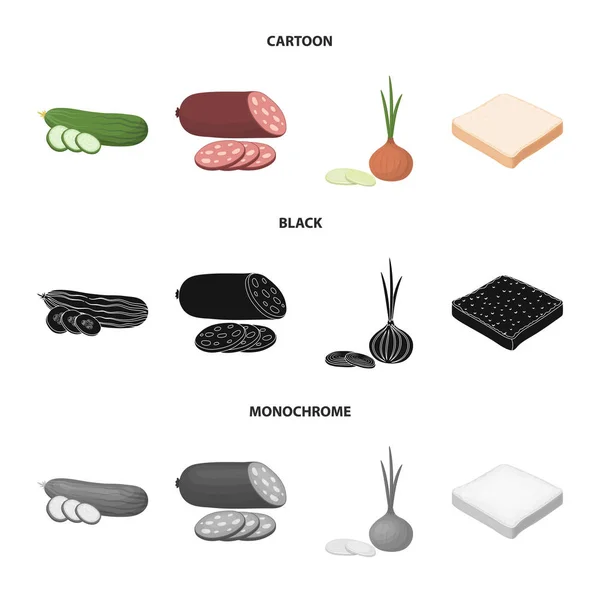 Burger και συστατικά καρτουν, μαυρες, μονόχρωμες εικόνες σετ συλλογής για το σχεδιασμό. Χάμπουργκερ Μαγείρεμα εικονογράφηση φορέα σύμβολο μετοχής web. — Διανυσματικό Αρχείο