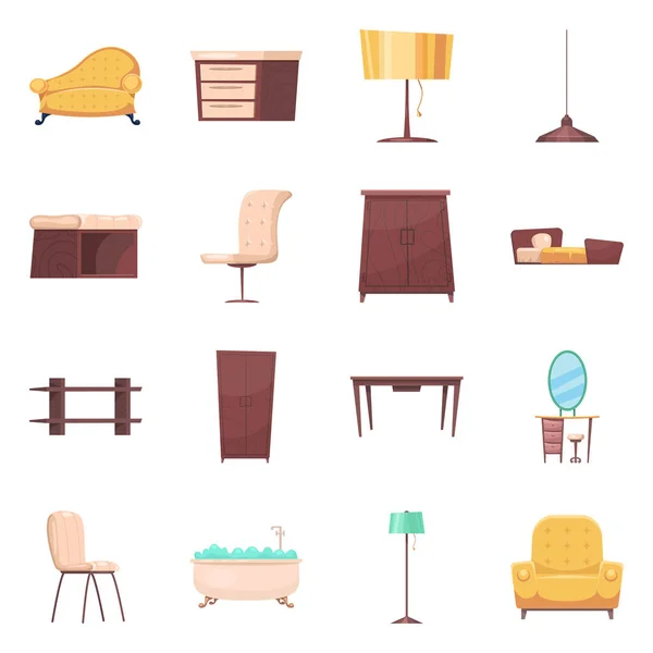 Изолированный предмет мебели и икона квартиры. Коллекция мебели и иконка домашнего вектора на складе . — стоковый вектор